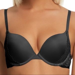 NWT 38 D Apt. 9 Black Lace Trim Push Up Bra